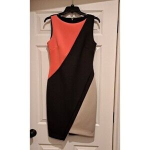 Tommy Hilfiger Multicolor Colorblock Tan, Orange, and Black Bodycon Dress Size 4